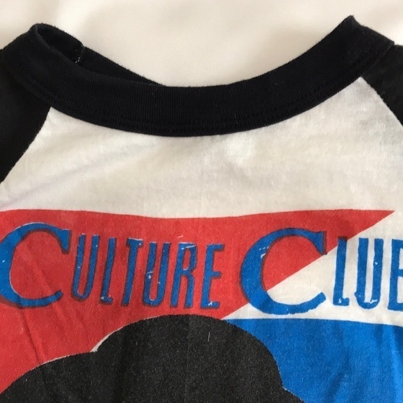 Vintage 1983 Culture Club Tee 3/4 Raglan Sleeve Tee Boy George Sz M Unisex White - Picture 14 of 17